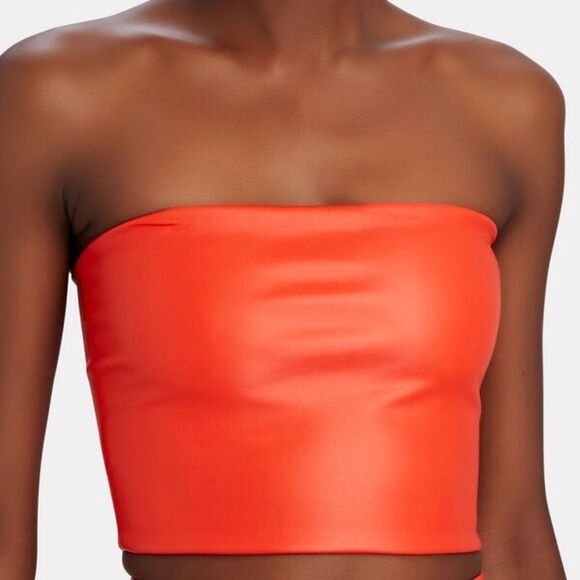 NWT Lapointe Faux Leather Tube Top Poppy size 8 - Picture 1 of 13